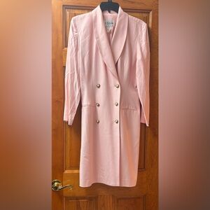 J. Taylor Elegant Pink Double-Breasted long blazer dress jacket Sz 12P